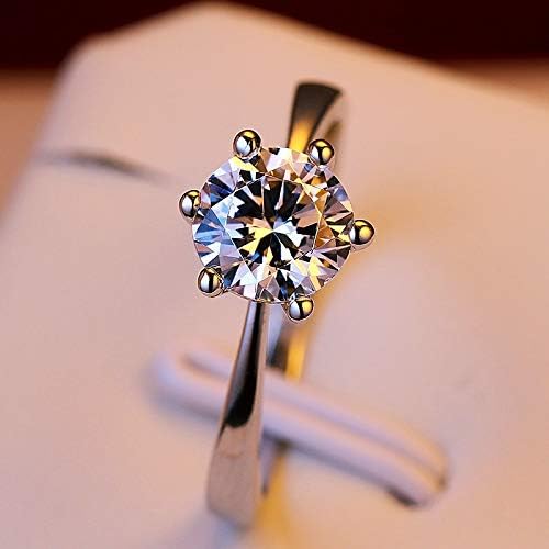 LARDROK 2 Ct Round Cut Diamond Zircon 925 Sterling Silver Solitaire Engagement Ring for Women(Silver)