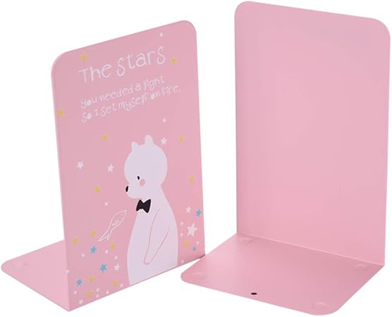 Amazon L型ブックエンド 本立て ブックスタンド 可愛いクマ キャラクター 金属製 滑止め付 倒れない ブックラック 本棚 新聞 雑誌 書類収納 オーガナイザー オフィス 学校 お宅 デスク整理 机上 飾り 文房具 事務用品 ピンク ブックエンド 本立て 文房具 オフィス用品