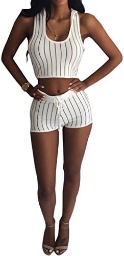 Women Sexy Hooded Crop Top Striped Hot Shorts Slim Bodycon Clubwear 2 Pieces Set