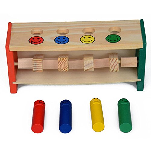 Livoty Deluxe Pounding Bench Wooden Toy With Mallet Wooden Learning Educational Toys for Over 3 Years Old (Multicolor)