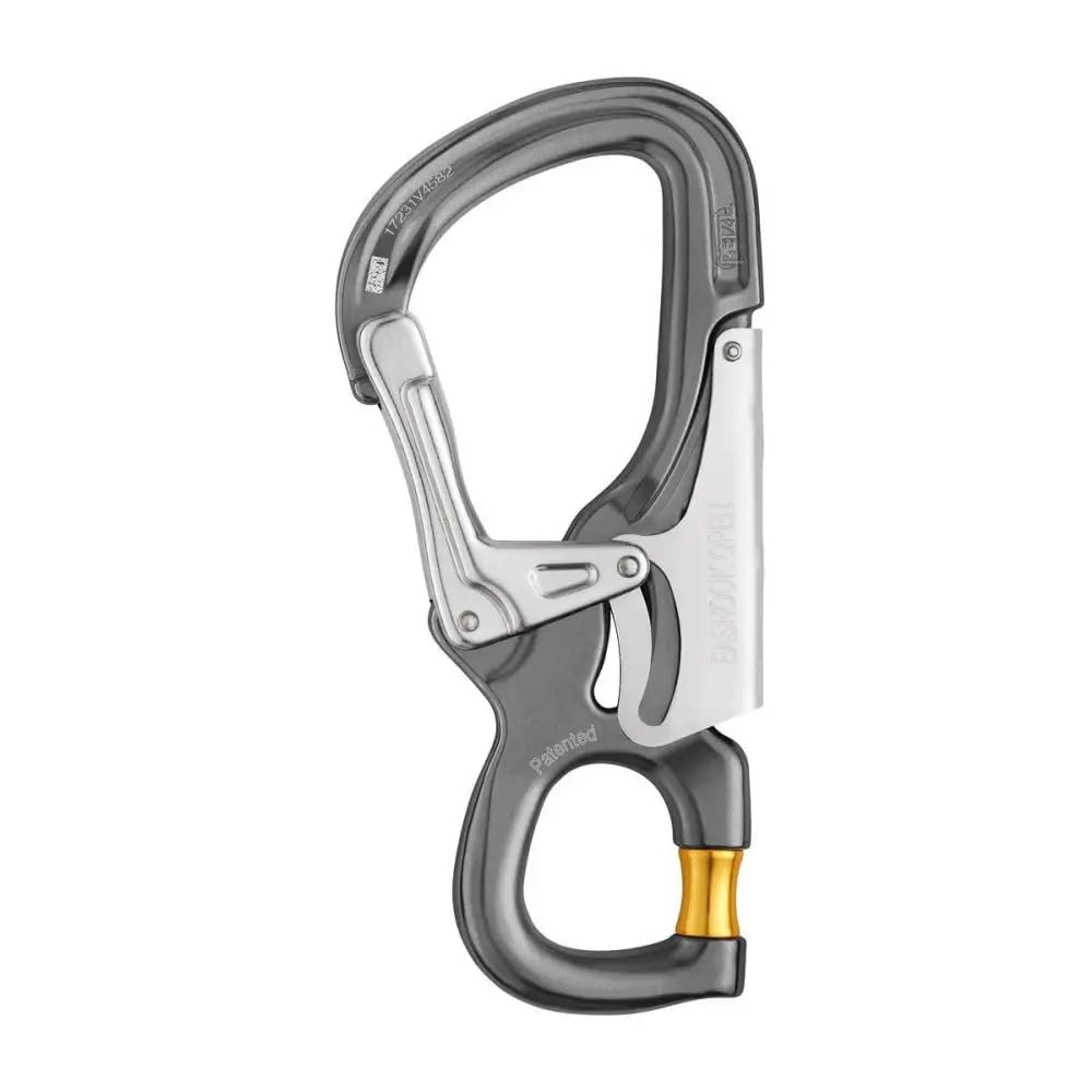 Photo 1 of PETZL, EASHOOK Open Carabiner (Gray), Gray/Yellow, Automatic