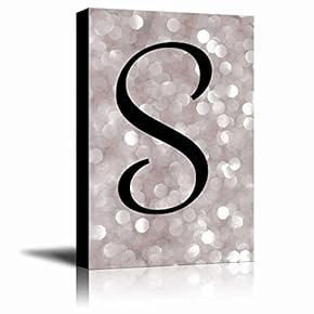 The Letter S in Brush Stroke Cursive on a Champagne Colored Bokeh Background - Modern Romantic Elegant Art - Canvas Art Home Art - 12x18 inches