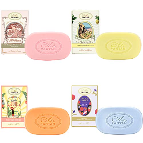 Bath Soap Bars Beauty Gift Set For Women by Un AIr d'Antan/Organic Oils Natural Hand Soap & Body Soap Bars Gift Sets For Women/ 4x 100g/ In A Lovely Tin/Beauty Gift Sets, Mom Gifts From France 3 Bath Soap Bars Beauty Gift Set For Women by Un AIr d'Antan/Organic Oils Natural Hand Soap & Body Soap Bars Gift Sets For Women/ 4x 100g/ In A Lovely Tin/Beauty Gift Sets, Mom Gifts From France