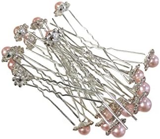 20 x Charming Faux Pearl Hair Pins Wedding Party Bride Bridesmaid Hair Accessories Girls Hair Clips (Pink)