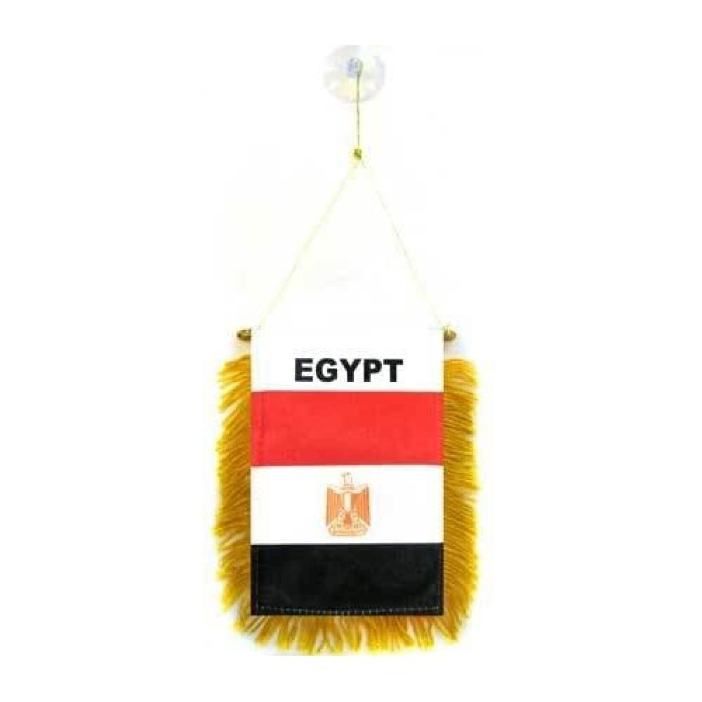 AZ FLAG - Egypt Mini Banner - 6'' x 4'' - 100% Polyester Egyptian Small Pennant for Car - Double-sided Flag with Suction Cup Hanger — image 1
