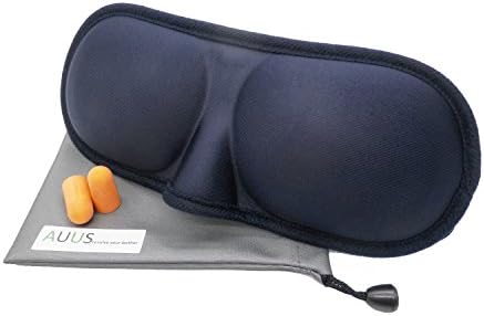 AUUS 3D Sleep Eye Mask for Sleeping cotton Ultra lightweight &amp; Comfortable for Travel With 3M Ear Plugs(Dark blue)