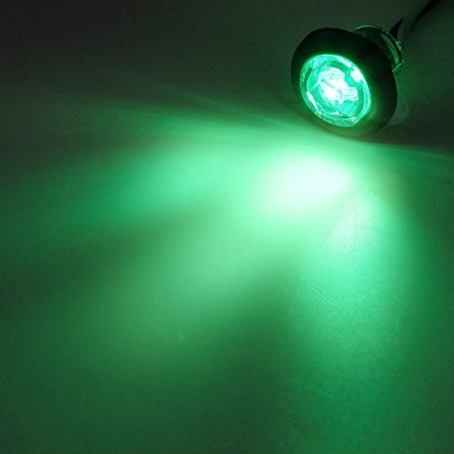 Partsam 3/4" Miniature Green Side Marker Clearance light Lamp Single LED Clear Lens x10 - Thumbnail 5