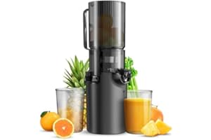 CANOLY Masticating Juicer Machines, 4.8-inch Slow Cold Press Juicer with Larger Feed Chute, Pure Juicer for Vegetables & Fruits, Easy to Clean