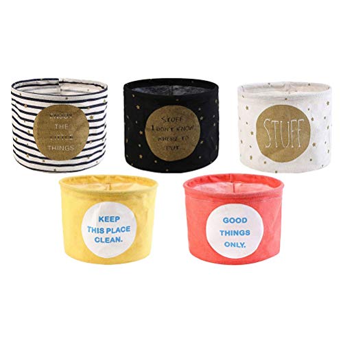 Blue Stones 5pcs Storage Basket Waterproof Printed Fresh Storage Organizer Storage Bin Storage Bag for Toiletries Towels Clothing Stationery