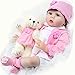 Aori Realistic Reborn Baby Doll 22 Inch Lifelike Weighted Reborn Baby Girl Doll with White Bear Accessories