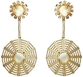 Mcristals - Maracana Drops Statement Earrings - 18K Gold Plated, Crystals and Mini Cubic Zirconias - Lightweight and Nickel Free