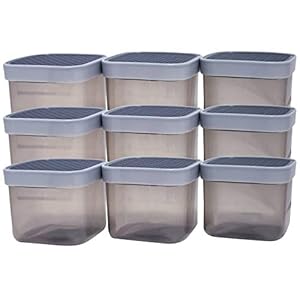 Kuber Industries 9 Piece Plastic Multipurpose Storage Container Set, Grey