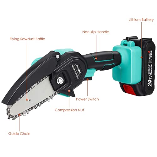 LUSTAR Mini-Kettensägen, Elektrische Kettensäge 4-Zoll-akku-kettensäge 24-V-Batterie Tragbare Kettensäge für Bäume, Die… – Bild 4