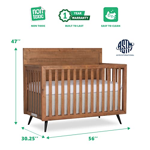 Evolur Stilnovo Mid Century 4in1 Convertible Crib in Sugarcane