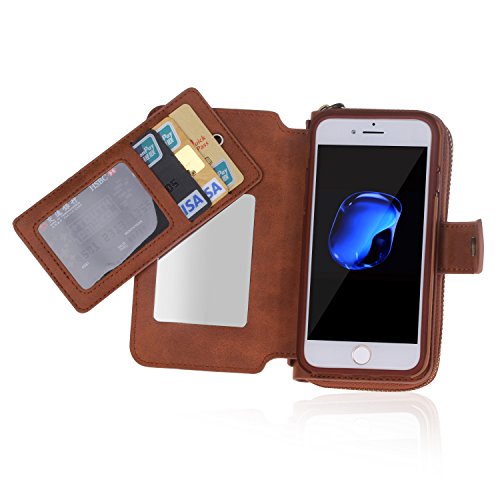 image for Urvoix iPhone 7 / iPhone 8 Case, Premium Leather Zipper Wallet Multi-F