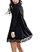 Leadingstar Women Knitting Turtleneck Long Sleeve Loose Lace Spliced Cotton Casual Dress, Black, Medium