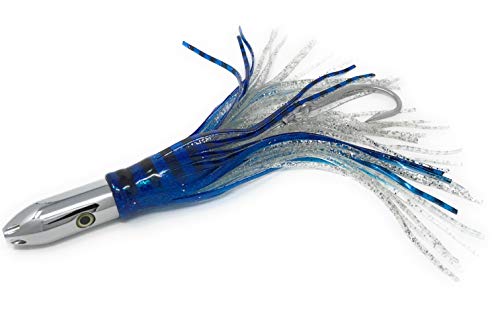 Rigged Trolling Lure Marlin Tuna Mahi Dolphin Durado Wahoo Octopus Skirted Jet Head Fishing Lure-12inch - 320G (Mixed Colors Striped Blue & Silver, 12 inch)