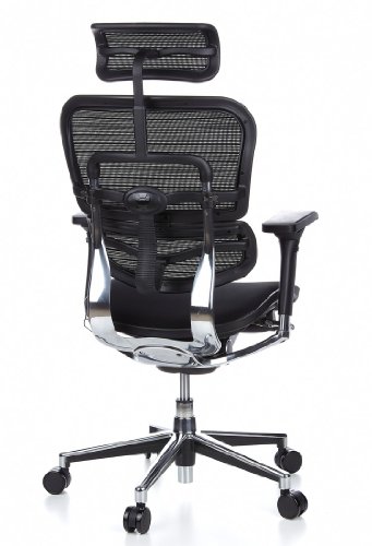 Sedia-Girevole-Ergohuman-Sedile-Tessuto-Schienale-Netto-Nero