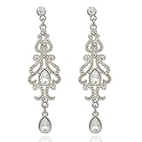Silver Earrings Q&Q Fashion Art Deco 20s 30s Flapper Gatsby Austria Crystal Bridal Silver Dangle Earrings