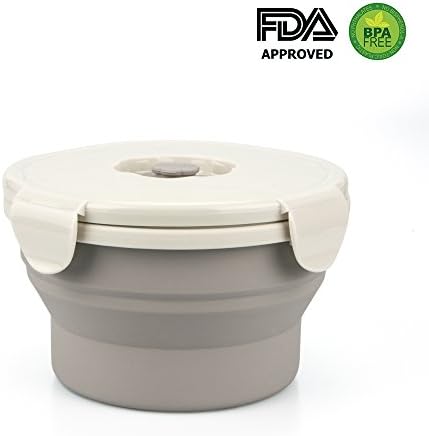 Silicone Collapsible Food Storage Container - Stackable Lunch Bento Box, Foldable Bowl Meal Prep with Lid, BPA Free, Microwave, Dishwasher and Freezer Safe (1Small-19 oz)