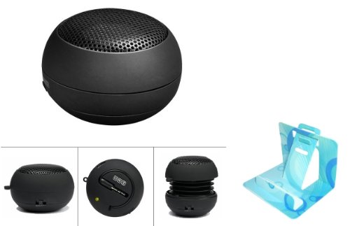 Universal Mini Portable Music Speaker Rechargeable Pop Up Hamburger Capsule Design for Sprint Blackberry Style 9670 (Oxford) (Comes with Universal Phone Stand)