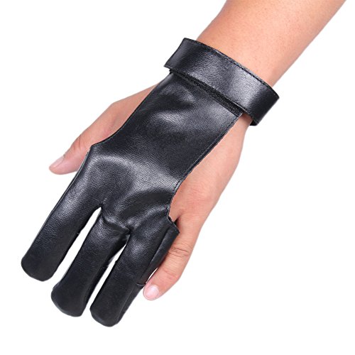image for CyberDyer Elastic Leather Archery Three Finger Protective Glove For Re