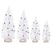 XINdream White Artificial Frosted Tabletop Christmas Trees, 4PCS DIY Mini Crafts with Bell and Wood Base Bottle Brush Ornaments