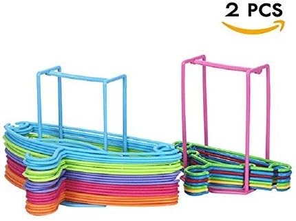 HTTH 2Pcs Standing Clothes Hanger Stacker Holder Hold Up to 30 Plastic Material (White+Green)