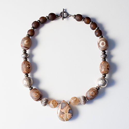 Necklace J1005 - Landscape Jasper, Quartz, Silver
