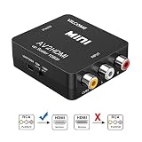 RCA to HDMI, AV to HDMI, Vilcome 1080P Mini RCA Composite CVBS AV to HDMI Video Audio Converter Adapter Supporting PAL/NTSC with USB Charge Cable for PC Laptop Xbox PS4 PS3 TV STB VHS VCR DVD(Black)