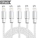 Lightning Cable TUUBEE Nylon Braided iPhone Charger Cable Cord 5Pack 6FT Long MFi Certified iPhone Data Cable Wire USB Fast Charging Cord Compatible iPhone XS/MAX/XR/X/8/7/6/5/iPad/iPod (Silver&White) primary