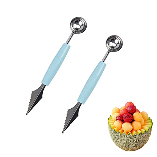 2 Pack Melon Baller Scoop,Stainless Steel Fruit Decoration Carving