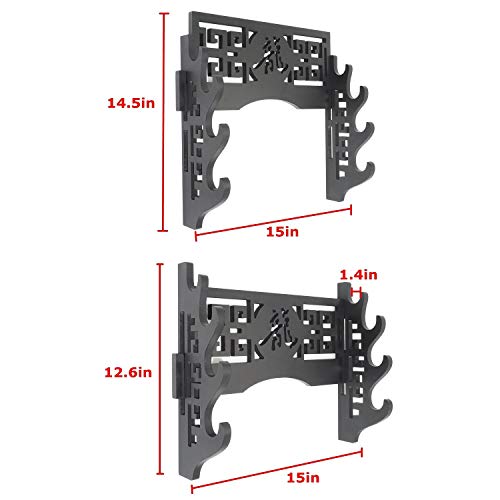 LZYC Sword Holder Wall Mount Samurai Sword Display Stand Sword Rack Hanger for Katana Wakizashi and Standard Swords Bushido 4layer