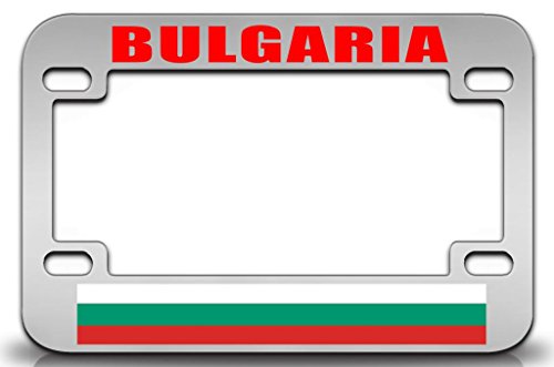Bulgaria Country Nationality Metal MOTORCYCLE TAG FRAME Ch/Red
