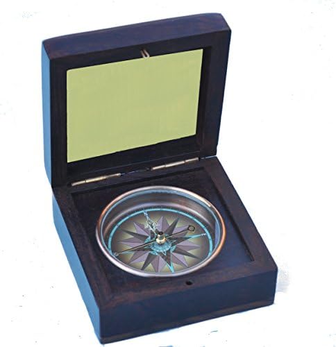 Stanley London Engravable Captain's Rosewood Desk Compass