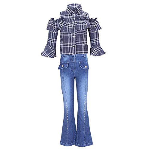 checkered blue jeans