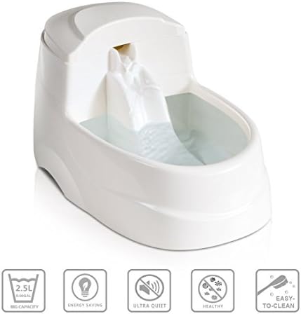PEHOST Automatic Waterfall Drinking Pet Fountain Ultra Quiet, Anti Bacterial, Safe and Energysaving Water Bowl for Dogs Cats Birds White