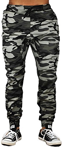 NeoBlue Mens Premium Comfortable Joggers Pants 10 Colors 38 Camouflage Gray