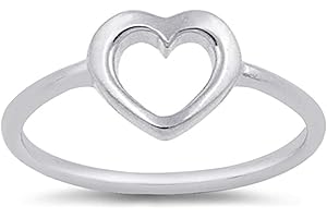 CCBFY Stainless Steel Simple Minimalist Heart Finger Rings for Women Wedding Engagement Statement Jewelry