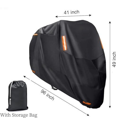 Beauenty Universal Motorcycle Cover,Preventing Wind, Rain,Snow,Dust,Uv Rays With Anti Theft Lock Hole,Reflective Strips,Storage Bag,All Season Durable 420D Oxford Fabric,(XL,Black)