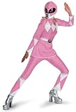 Disguise Unisex Adult Deluxe Power Ranger, Pink/White, Large (12-14) Costume