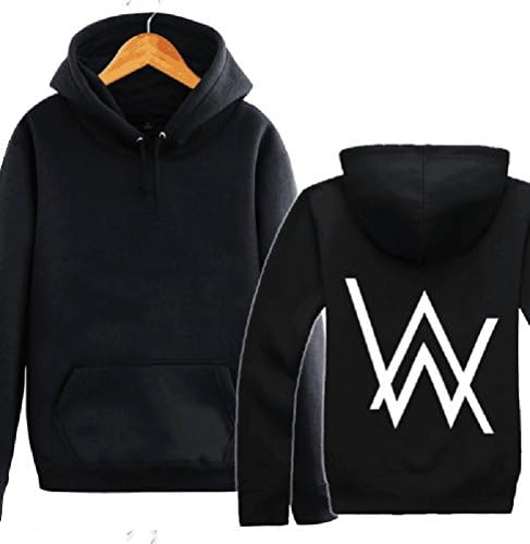 Huazhe Alan Walker Same Black Hooded Hoodie Sweater Cosplay Cotton Jacket Outfit (L, Black)