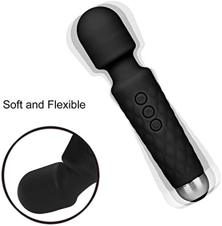 PPW Cordless Wand Massager for Neck and Back,20 X Wireless Rechargeable Waterproof Massager (Black)