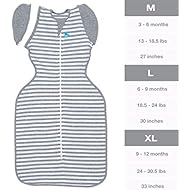 Love To Dream Swaddle UP 50/50 Transition Bag, Gray, Large, 18.5-24 lbs, Patented Zip-Off Wings, Gently Help Baby Safely Transition from Being swaddled to arms Free Before Rolling Over