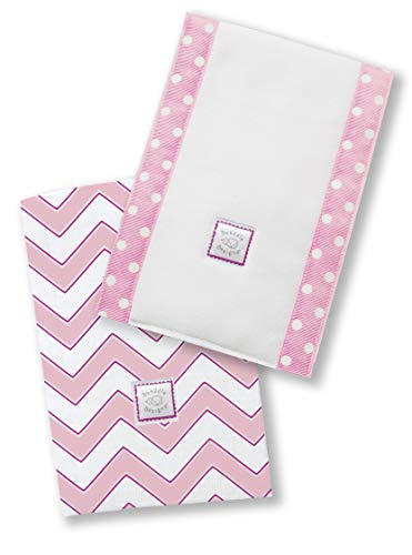SwaddleDesigns Baby Burpies, Set of 2 Cotton Burp Cloths, Pink Chevron