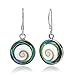 925 Sterling Silver Abalone and Shiva Eye Shell Inlay Round Dangle Hook Earrings