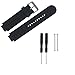 V.one Garmin Forerunner 220 / 230 / 235 / 620 / 630 / 735xt / Approach S6 / Approach S20 Silicone Replacement Band with Polished Stainless Steel Buckle and Replacement Screws Accessory (Black)