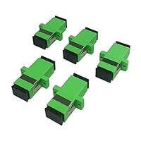 Cerrxian SC Singlemode Fiber Optic Adapter SC Female to SC Female APC Simplex Single Mode Fiber Optical Coupler Network Internet Connector Adapter with Mount Panel (Green 5-Pack)