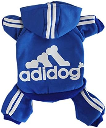 SYW Adidog Pets Jumpsuit for Small Dogs Sweatshirts Button Winter Clothes (S, Blue)