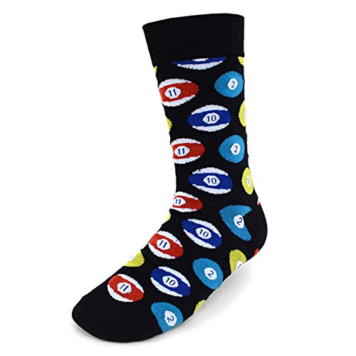 Urban Peacock Men's Novelty Fun Crew Socks for Dress or Casual - Sports Time! - Multiple Patterns to Select From (Billiards/Pool - Black, 1 Pair) - Thumbnail 2